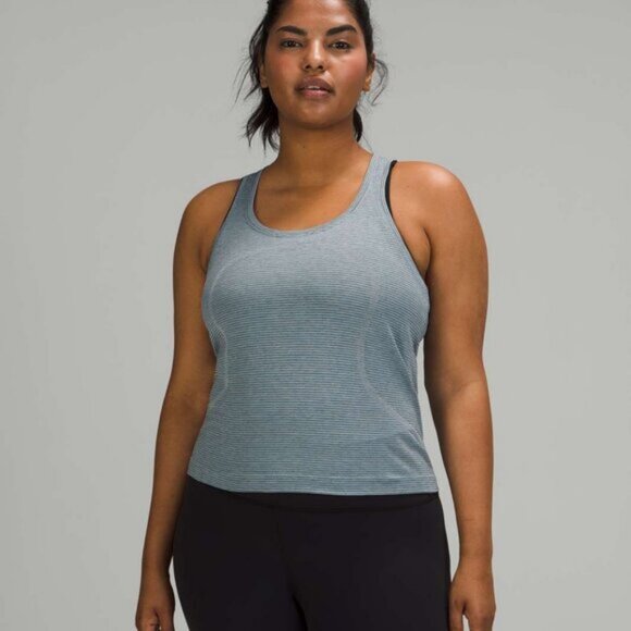 Lululemon Swiftly Tech Racerback 2.0 Race Length In Tetra Stripe Rhino Grey 8 - Picture 2 of 8